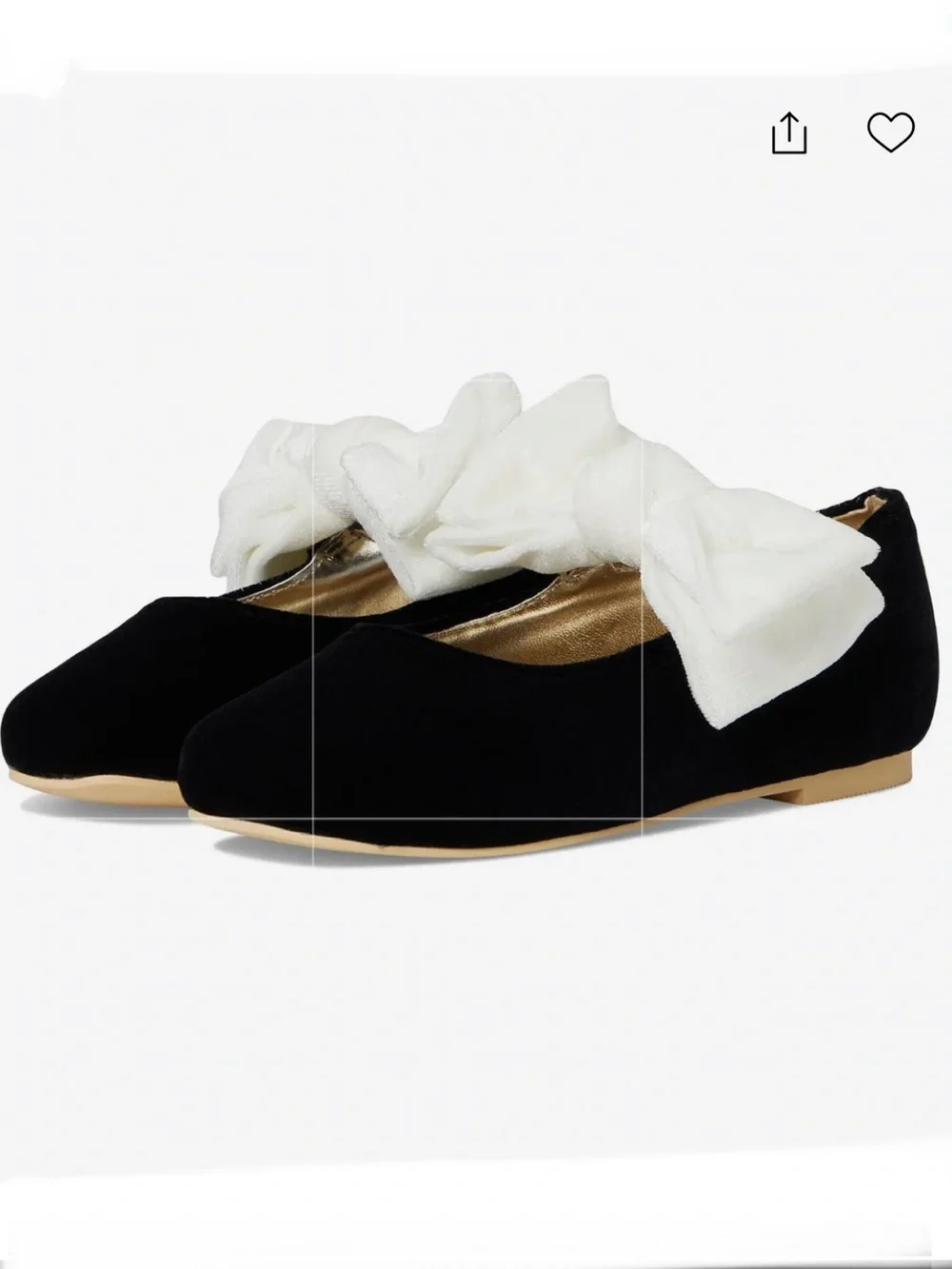 Janie and Jack Black Velvet Ballet Flats with White Bow